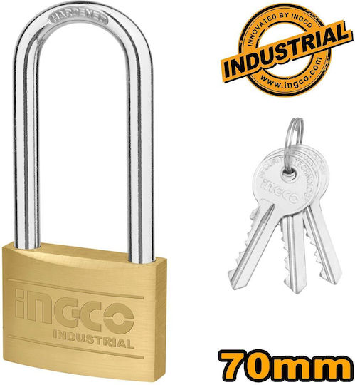 Ingco Bronze Vorhängeschloss Verlängert mit Schlüssel 70mm 1Stück