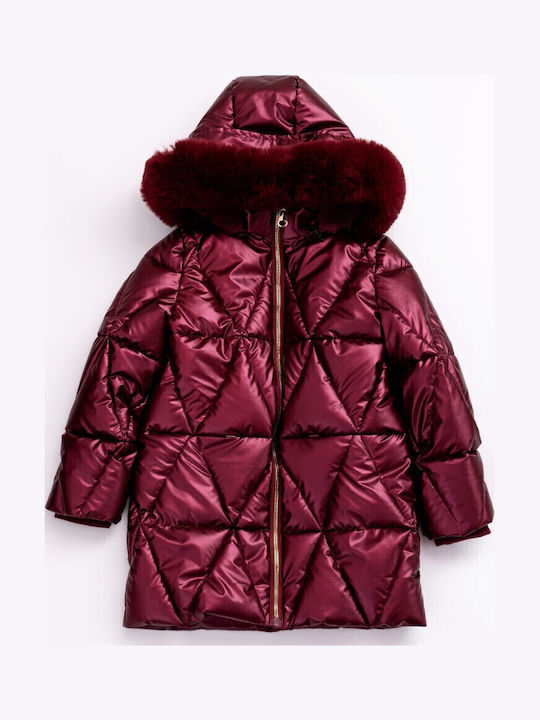 Geacă casual pentru copii cu Căptușeală & Glugă Burgundy
