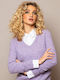Heavy Tools Women's Long Sleeve Sweater with V Neckline Lilacc