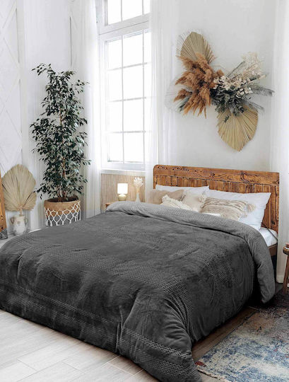Madi Velvet Blanket for Couch 125x170cm Anthracite