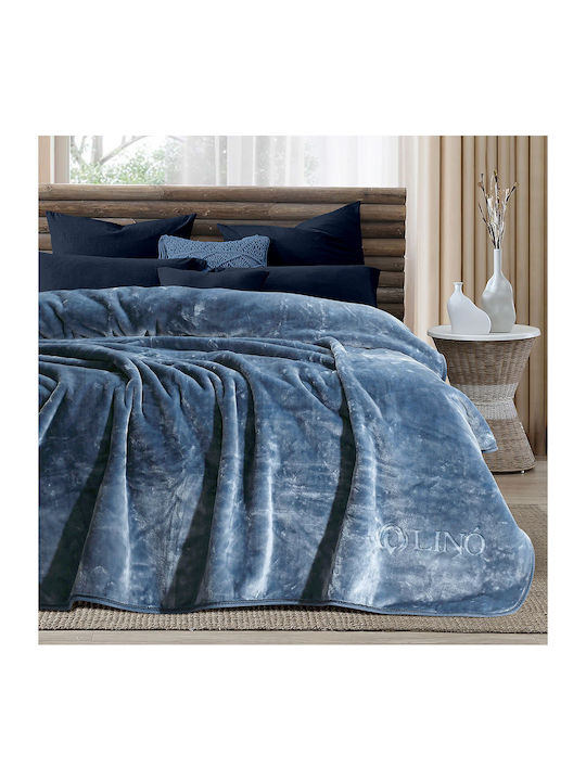 Lino Home Vellut Blanket Velvet Queen 220x240cm. Blue