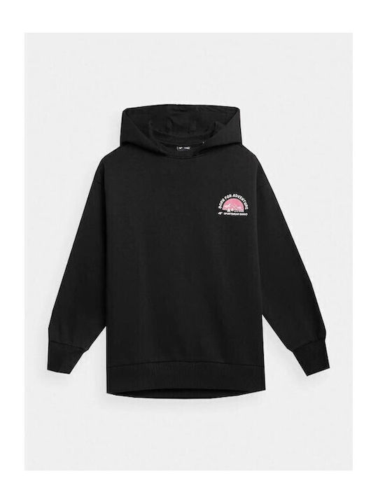 Kids Sweatshirt with Hood and Pockets Black
