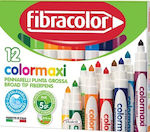 Fibracolor Colormaxi Πλενόμενοι Μαρκαδόροι Ζωγραφικής σε 12 Χρώματα