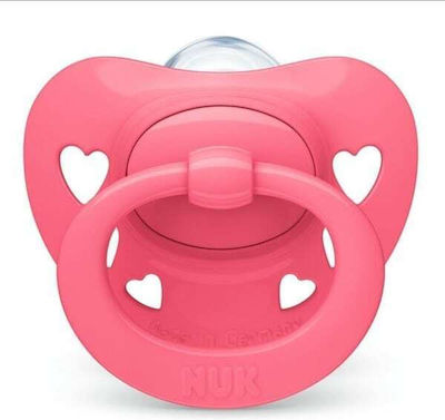 Nuk Orthodontic Pacifier Silicone Signature Hearts Fuchsia Pink with Case for 6-18 months 1pcs