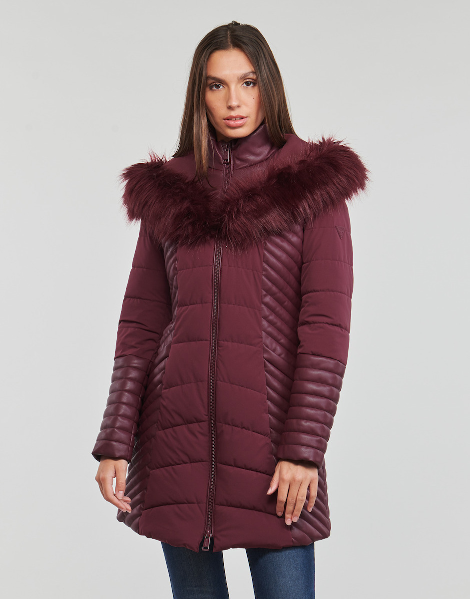 Guess Oxana Lungă Jachetă de femei Puffer pentru iarnă Burgundy