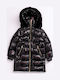 Kids' Quilted Jacket Long with Hood Black