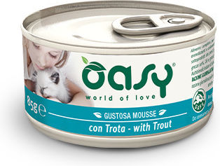 Oasy Wet Cat Food for Adult Cats in Cans with Trout Grain Free 85g