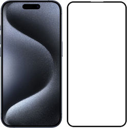 Powertech Full Face Tempered Glass Black Mobile Screen Protector iPhone 15 Pro