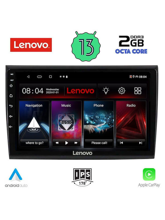 Lenovo Sistem Audio Auto pentru Fiat Felicitări 2007> (Bluetooth/USB/WiFi/GPS/Apple-Carplay/Android-Auto) cu Ecran Tactil 9"