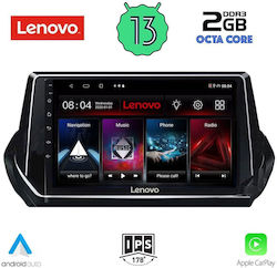 Lenovo Ηχοσύστημα Αυτοκινήτου για Peugeot 208 2021> (Bluetooth/USB/WiFi/GPS/Apple-Carplay/Android-Auto) με Οθόνη Αφής 9"