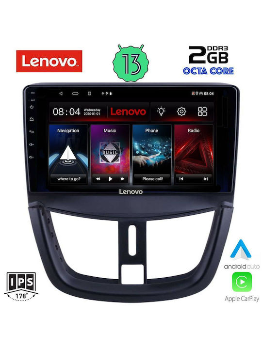 Lenovo Ηχοσύστημα Αυτοκινήτου για Peugeot 207 (Bluetooth/USB/WiFi/GPS/Apple-Carplay/Android-Auto) με Οθόνη Αφής 9"