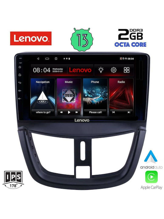 Lenovo Sistem Audio Auto pentru Peugeot 207 2007> (Bluetooth/USB/WiFi/GPS/Apple-Carplay/Android-Auto) cu Ecran Tactil 9"