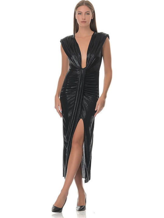 Summer Maxi Evening Dress with Tearing Black