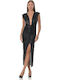 Summer Maxi Evening Dress with Tearing Black