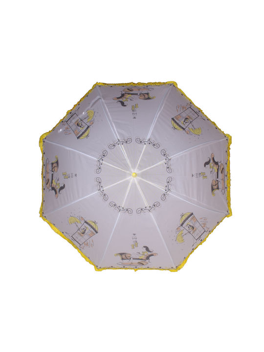 Kids Curved Handle Auto-Open Umbrella with Diameter 110cm Gray