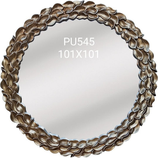 Besty Decor Wall Mirror with Gold Wooden Frame Diameter 101cm 1pcs