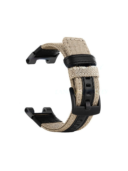 Leather Nylon Armband Leder Khaki (Amazfit T-Rex)