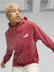Elevated Women's Sweatshirt Jacket Velvet Hooded Red