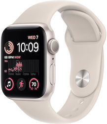 Apple Watch SE 2023 Алуминий 40мм Водоустойчив с Пулсомер (Starlight с лента Starlight Sport (S/M))