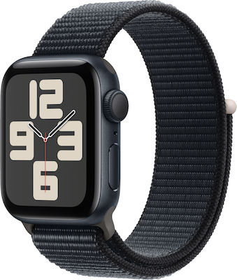 Apple Watch SE 2023 Aluminium 40mm Αδιάβροχο με Παλμογράφο (Midnight with Midnight Sport Loop)