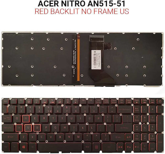 Acer Laptop Keyboard for Nitro AN515-51 with Backlit and English (US) Layout in Black Color AN515-51
