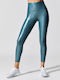 Rebecca Training Women's Cropped Shiny High Waist Green Leggings