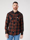 Long-sleeved Cotton Shirt Checked Brown