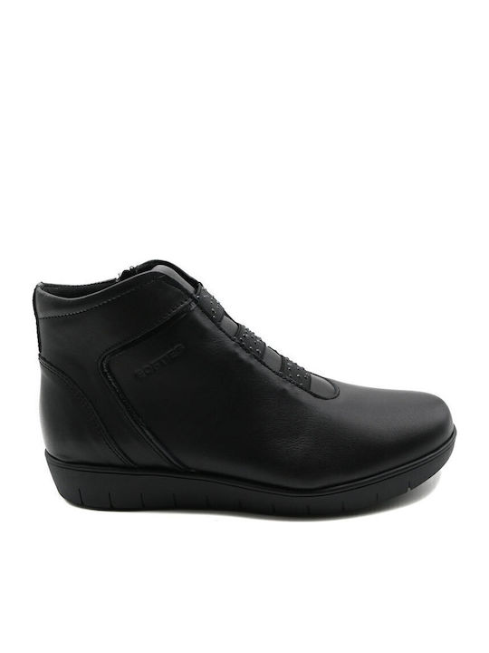 Softies Leder Stiefeletten Damen Schwarz