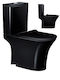 Domistyle Stehende Toilette mit Spülung mit Deckel Sanftes Schließen Schwarz
