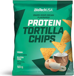 Biotech USA Kartoffelchips Protein mit Geschmack Saure Sahne & Zwiebel Glutenfrei 50gr