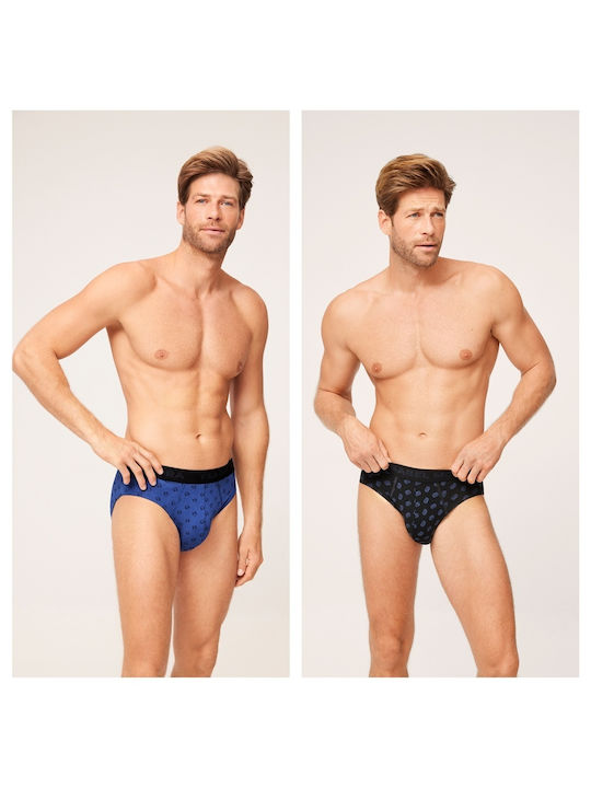 Ysabel Mora Herren Slips Blau mit Mustern 2Packung