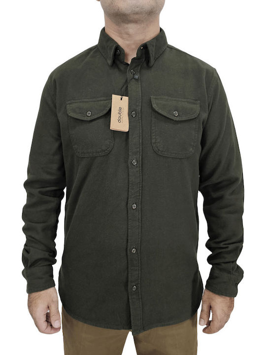 Double Langärmlig Flanell Hemd Khaki