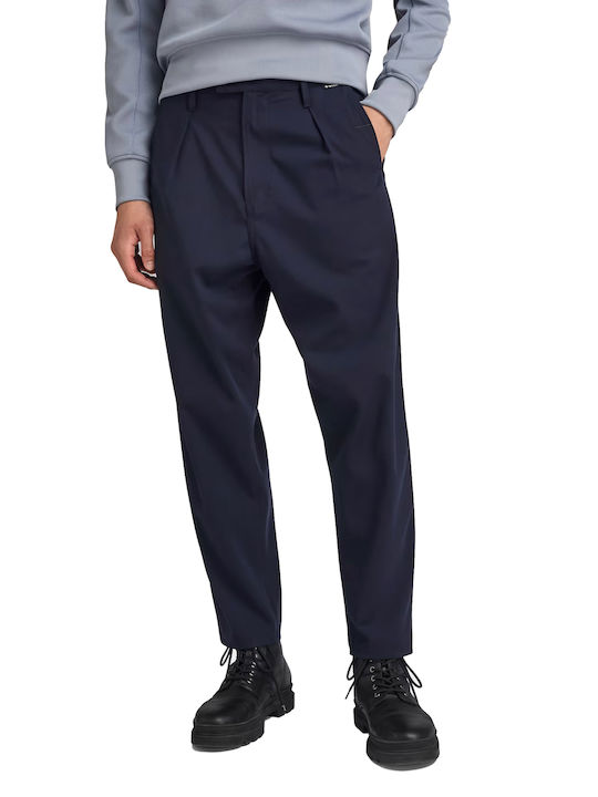 Pleated Παντελόνι σε Relaxed Εφαρμογή Navy Μπλε
