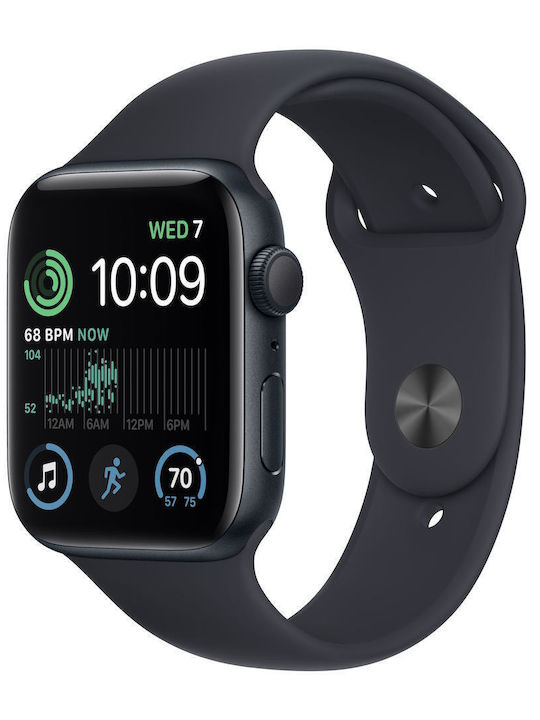 Apple Watch SE 2023 Aluminium 44mm Αδιάβροχο με Παλμογράφο (Midnight με Midnight Sport Band (S/M))