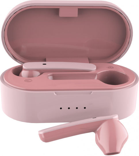 BTE-J10 In-ear Bluetooth Handsfree Ακουστικά με Θήκη Φόρτισης Ροζ