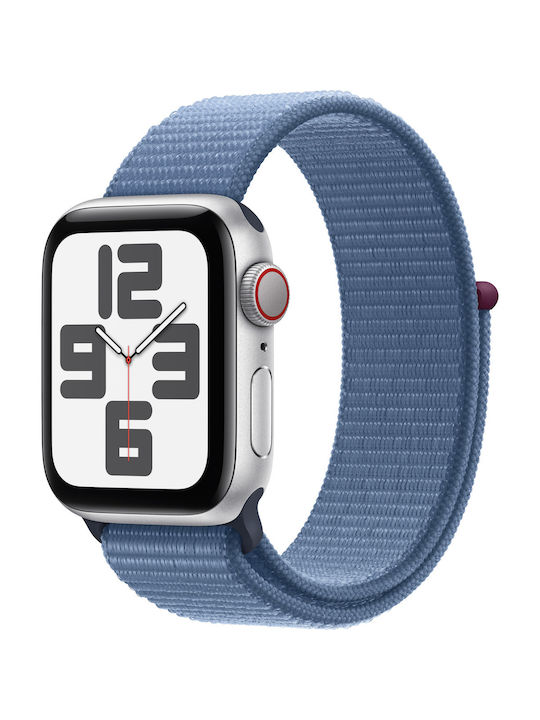 Apple Watch SE 2023 Cellular Aluminium 40mm Αδιάβροχο με Παλμογράφο (Silver με Winter Blue Sport Loop)