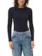S.Oliver Women's Blouse Cotton Long Sleeve Navy Blue