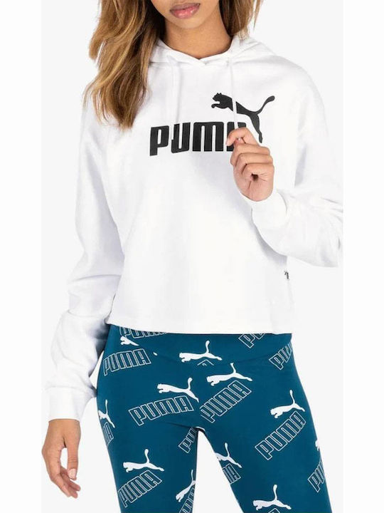 PUMA Logo Cropped Γυναικείο Φούτερ με Κουκούλα ...