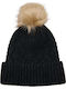 Pom Pom Beanie Γυναικείος Σκούφος Πλεκτός σε Μαύρο χρώμα