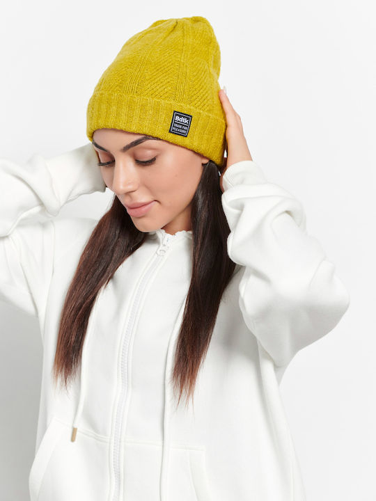 Beanie Unisex Σκούφος Πλεκτός σε Κίτρινο χρώμα