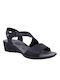 Imac Women's Leather Ankle Strap Platforms Black