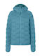 Women's Short Puffer Jacket for Winter Light Blue