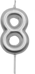 Tpster Birthday Candle Number "8" in Silver Col...