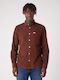 Long Sleeve Corduroy Shirt in Narrow Fit Brown