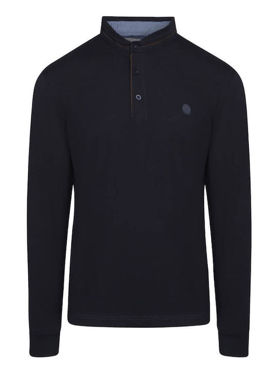 Prince Oliver Men's Long Sleeve Blouse Polo Navy Blue