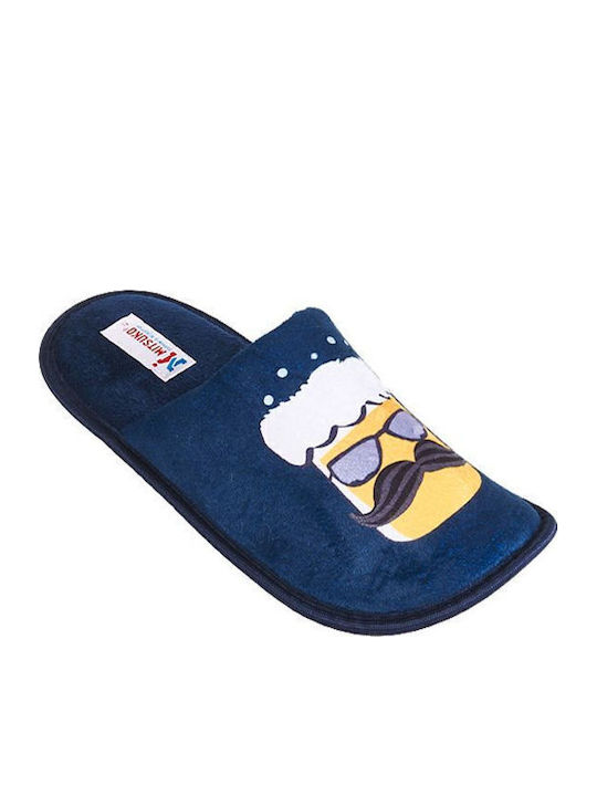 Mitsuko Winterliche Herrenhausschuhe Blau