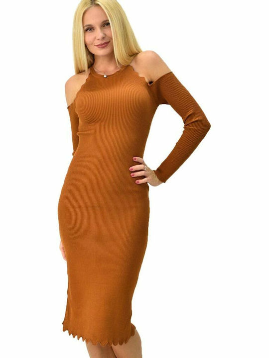 Potre Midi Kleid Orange