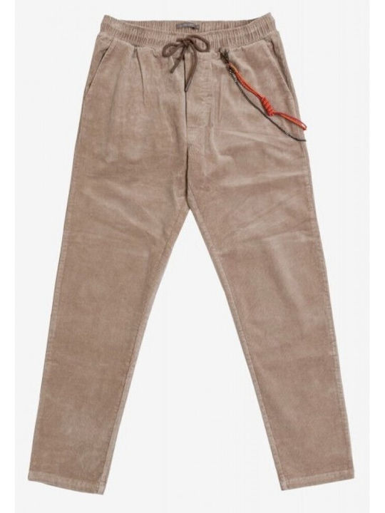 Gianni Lupo Men's Trousers Chino Elastic in Loose Fit Beige