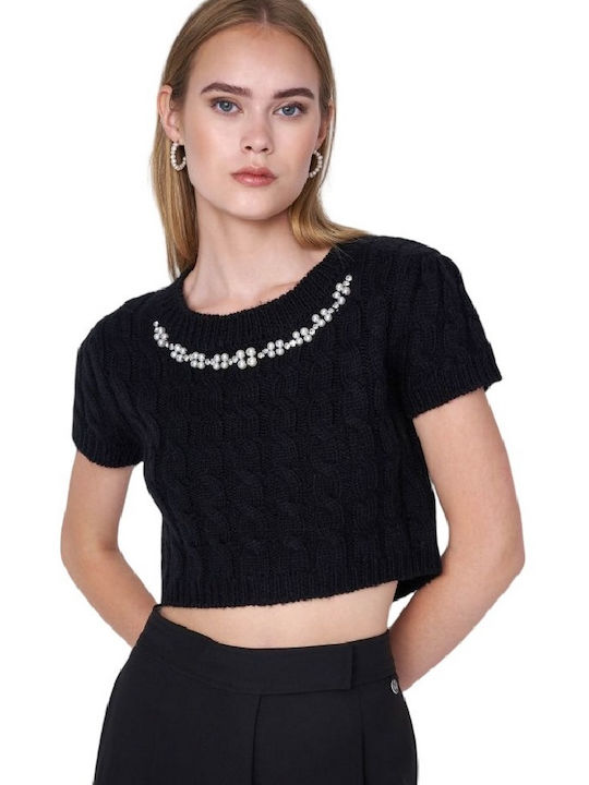 Ale - The Non Usual Casual Damen Bluse Kurzärmelig Schwarz