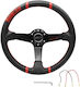 Leather Three Spoke Car Steering Wheel with 35cm Diameter Black/Black